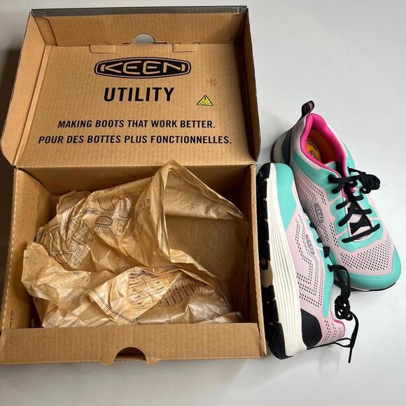 NEW KEEN Utility Sparta 2 Women’s Work Shoes Barely Pink/Black, Aluminum Toe, 8M - Picture 1 of 12